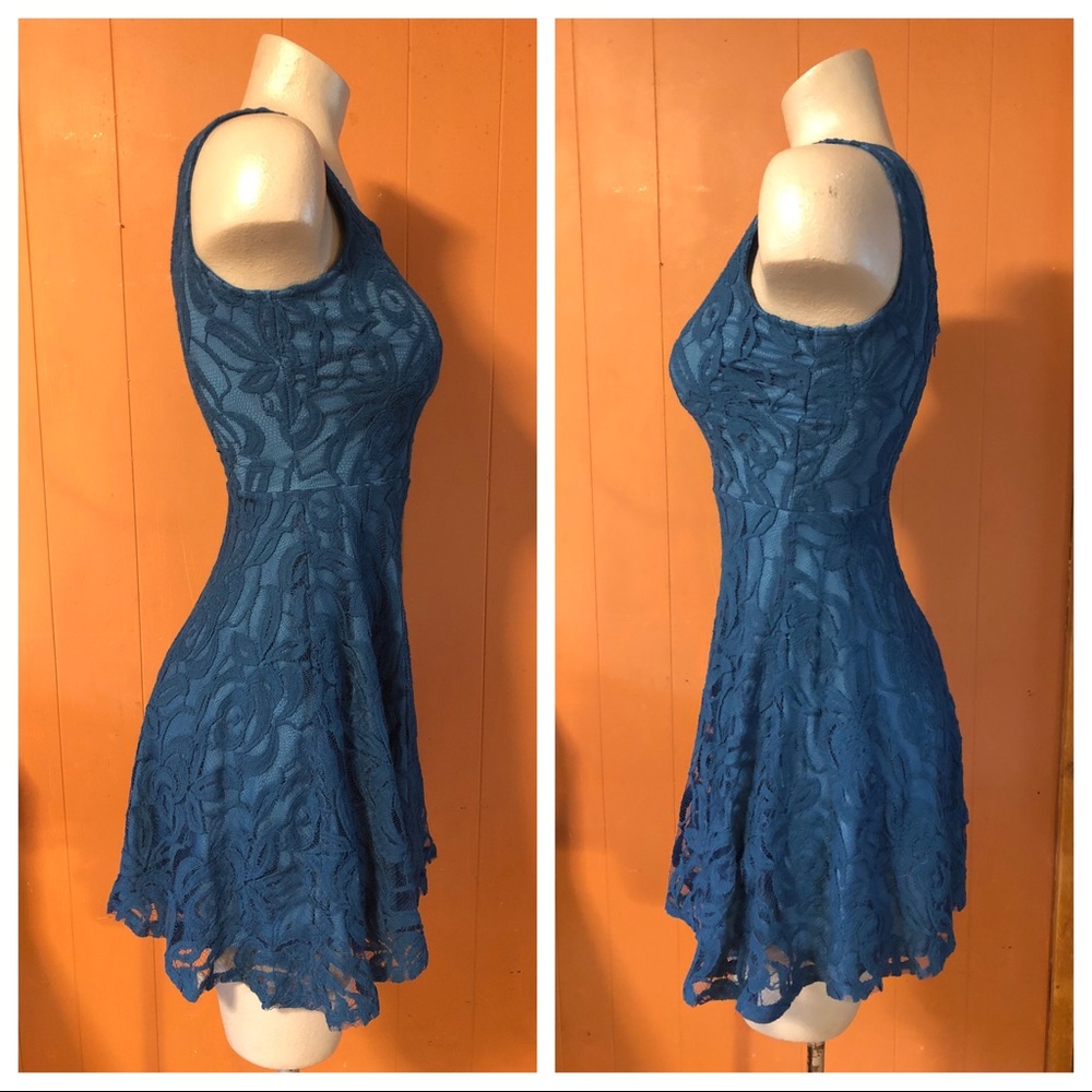 Altar’d State Lace Overlay Dress teal, size XS - Picture 5 of 8